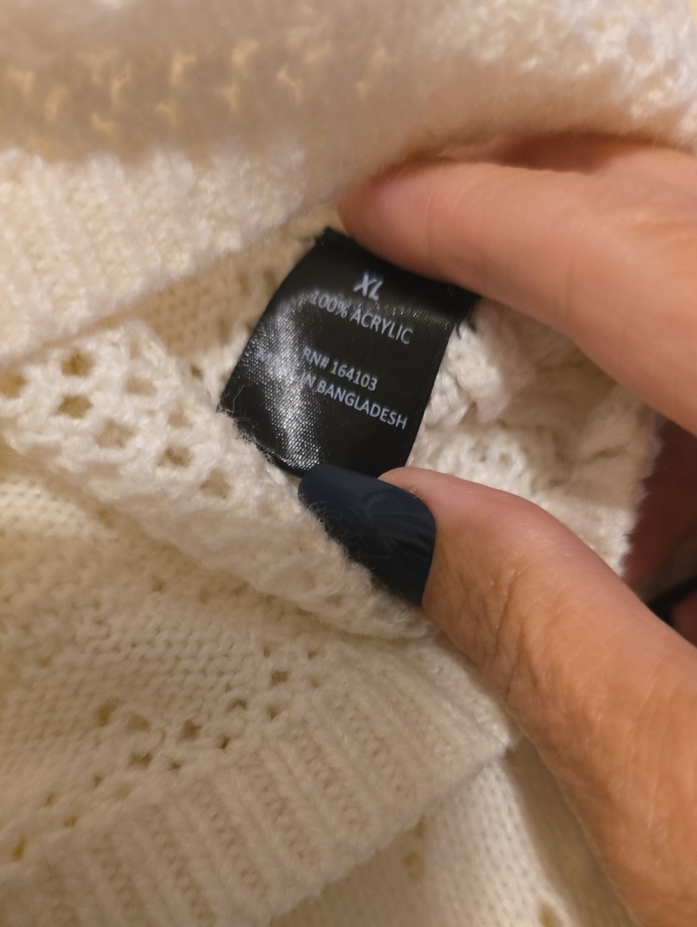 Say What? Cream Floral Open-Knit Crewneck Sweater - Picture 3 of 5